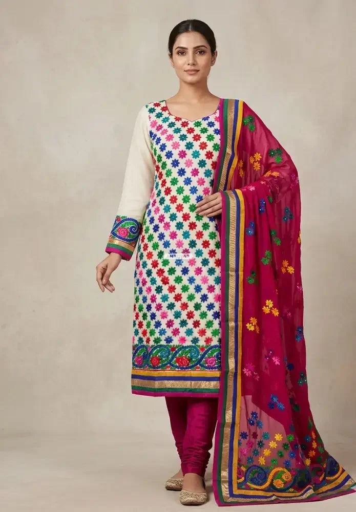 The Amritsar Store Phulkari Handcrafted Suit for Timeless Elegance - The Amritsar Store