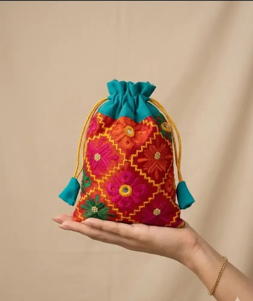 The Amritsar Store Phulkari Potli Bag – Punjabi Potli For Women - The Amritsar Store