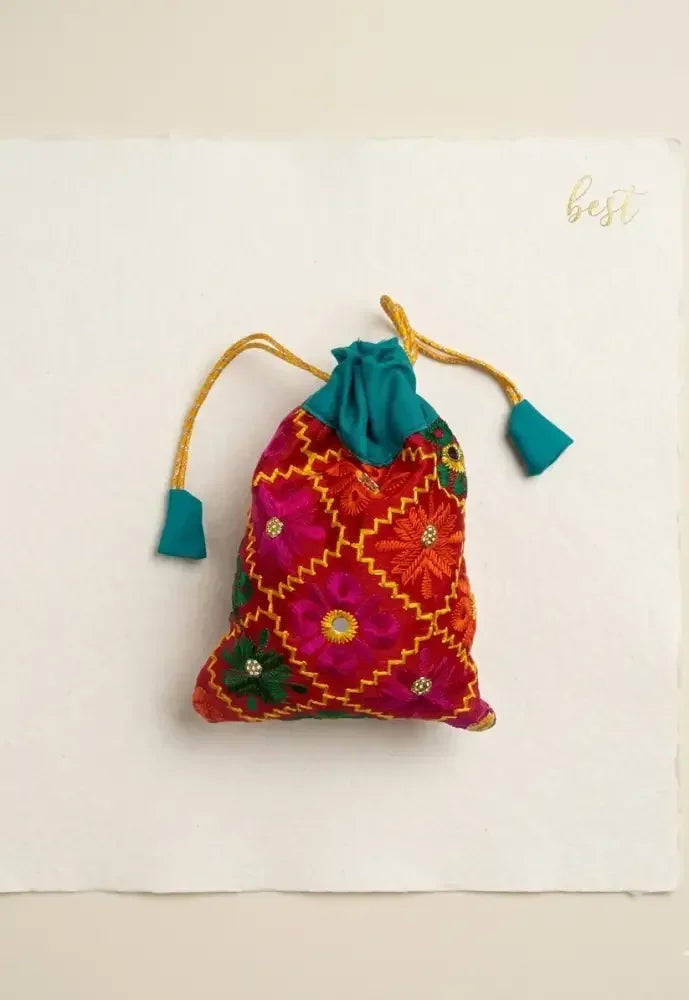The Amritsar Store Phulkari Potli Bag – Punjabi Potli For Women - The Amritsar Store