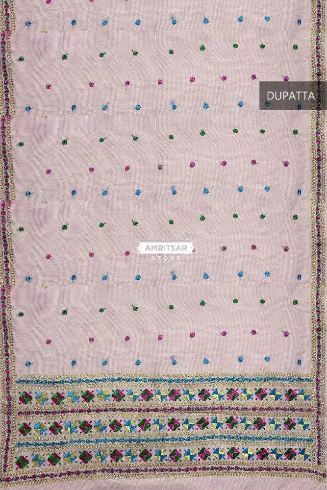 Phulkari Dupatta – Hand Embroidered Pink Dupatta for Women | The Amritsar Store - The Amritsar Store