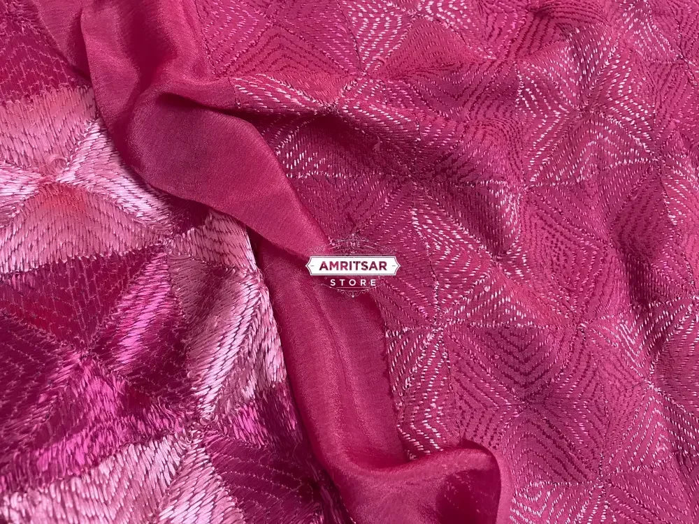 Phulkari Saree Hand-Embroidered in Pink – Celebrate Tradition in Style,The Amritsar Store - The Amritsar Store