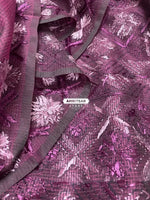 The Amritsar Store Phulkari Saree Hand Embroidered on Purple - The Amritsar Store