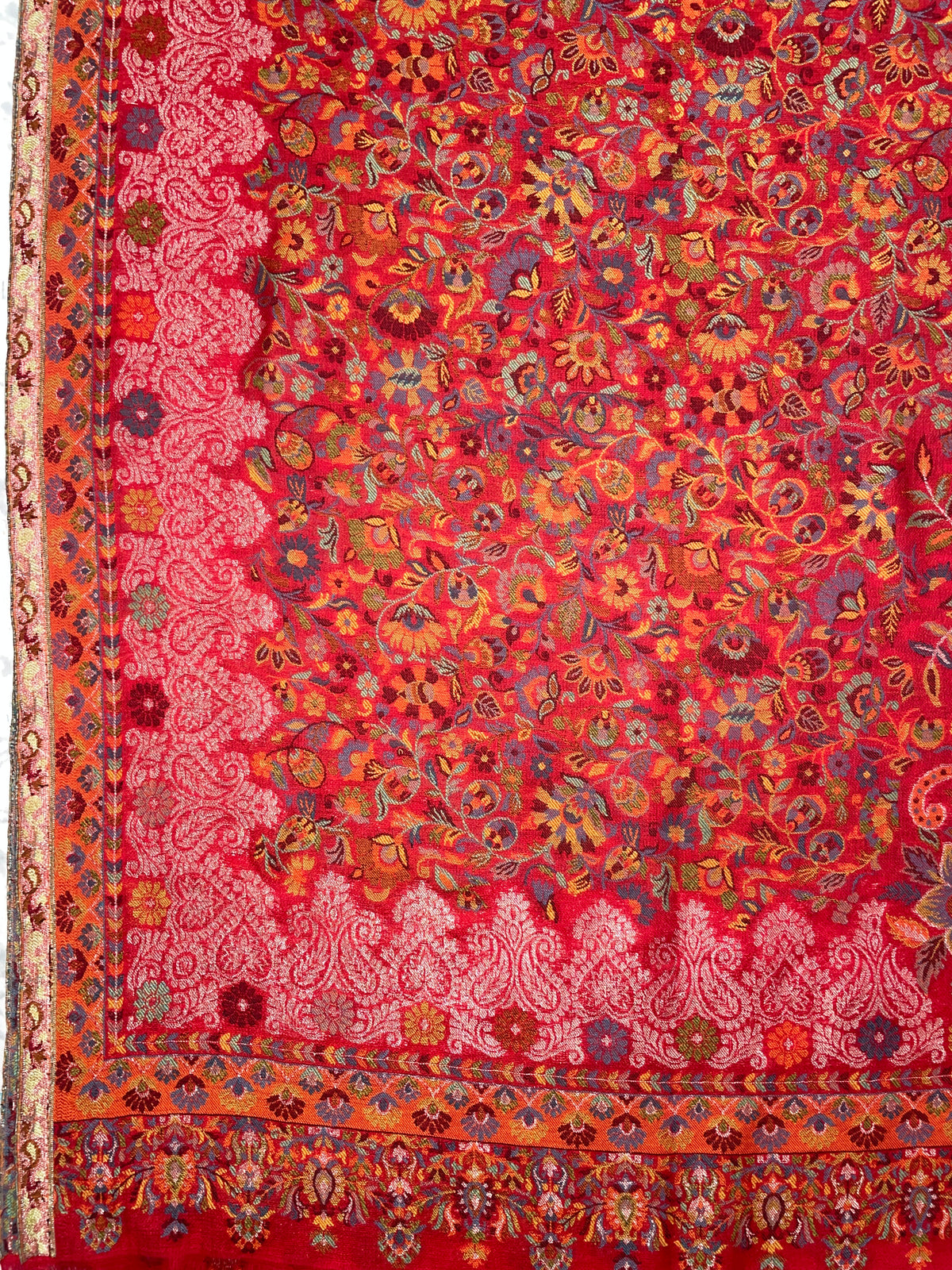 “The Amritsar Store Red Jaal Pattern Shawl with Intricate Floral Vine Weave – Premium Kashmiri Wool Wrap”