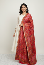 “The Amritsar Store Red Jaal Pattern Shawl with Intricate Floral Vine Weave – Premium Kashmiri Wool Wrap”