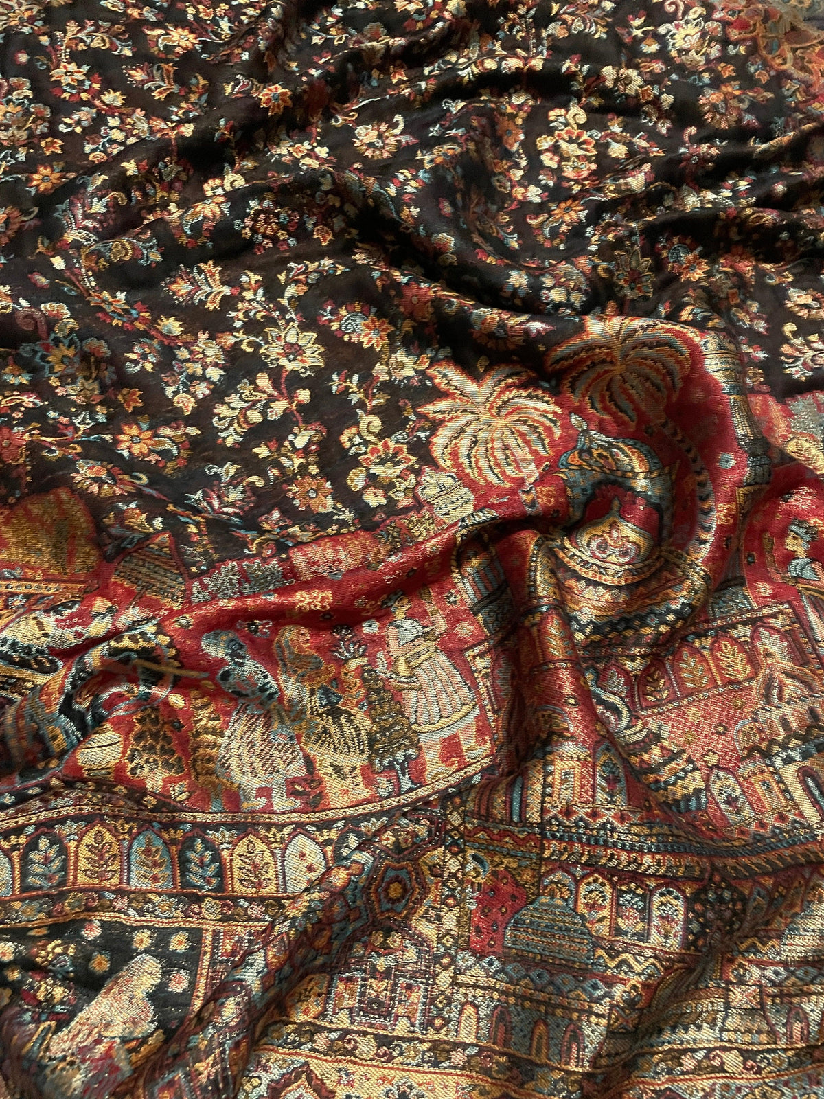 Women's Kani Shawl – Zari Mughal Darbar Reversible Designer Wrap | The Amritsar Store - The Amritsar Store