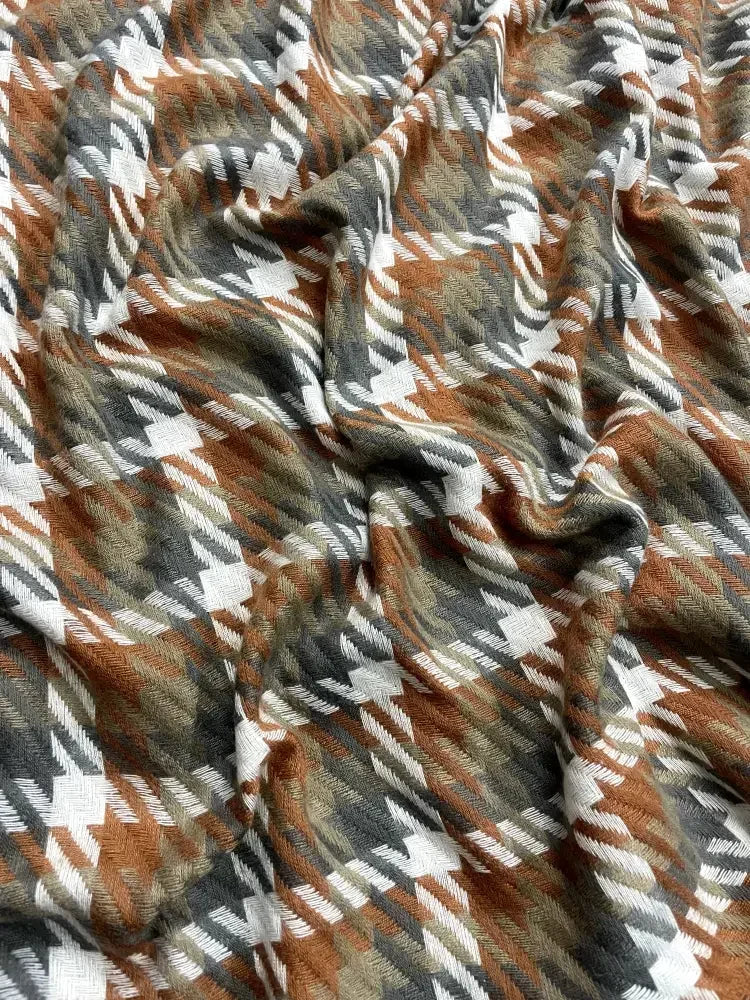 Rust Olive Checked Wool Scarf for Women – Soft Winter Scarf | The Amritsar Store - The Amritsar Store