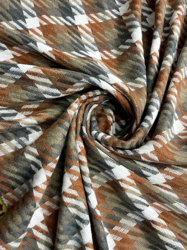 Rust Olive Checked Wool Scarf for Women – Soft Winter Scarf | The Amritsar Store - The Amritsar Store