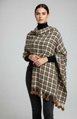 Rust Olive Checked Wool Scarf for Women – Soft Winter Scarf | The Amritsar Store - The Amritsar Store