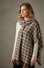 Rust Olive Checked Wool Scarf for Women – Soft Winter Scarf | The Amritsar Store - The Amritsar Store