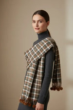Rust Olive Checked Wool Scarf for Women – Soft Winter Scarf | The Amritsar Store - The Amritsar Store