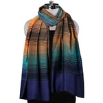 The Amritsar Store , Multicolor Bamboo Silk Scarf, Soft & Fine Quality with Stripes Pattern - The Amritsar Store
