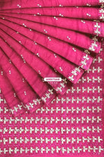 Phulkari Saree - Hand Embroidered Saree in Magenta color | The Amritsar Store - The Amritsar Store