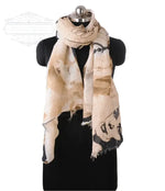 Vintage Hollywood Print Scarf – Beige & Sepia Lightweight Summer Scarf | The Amritsar Store - The Amritsar Store