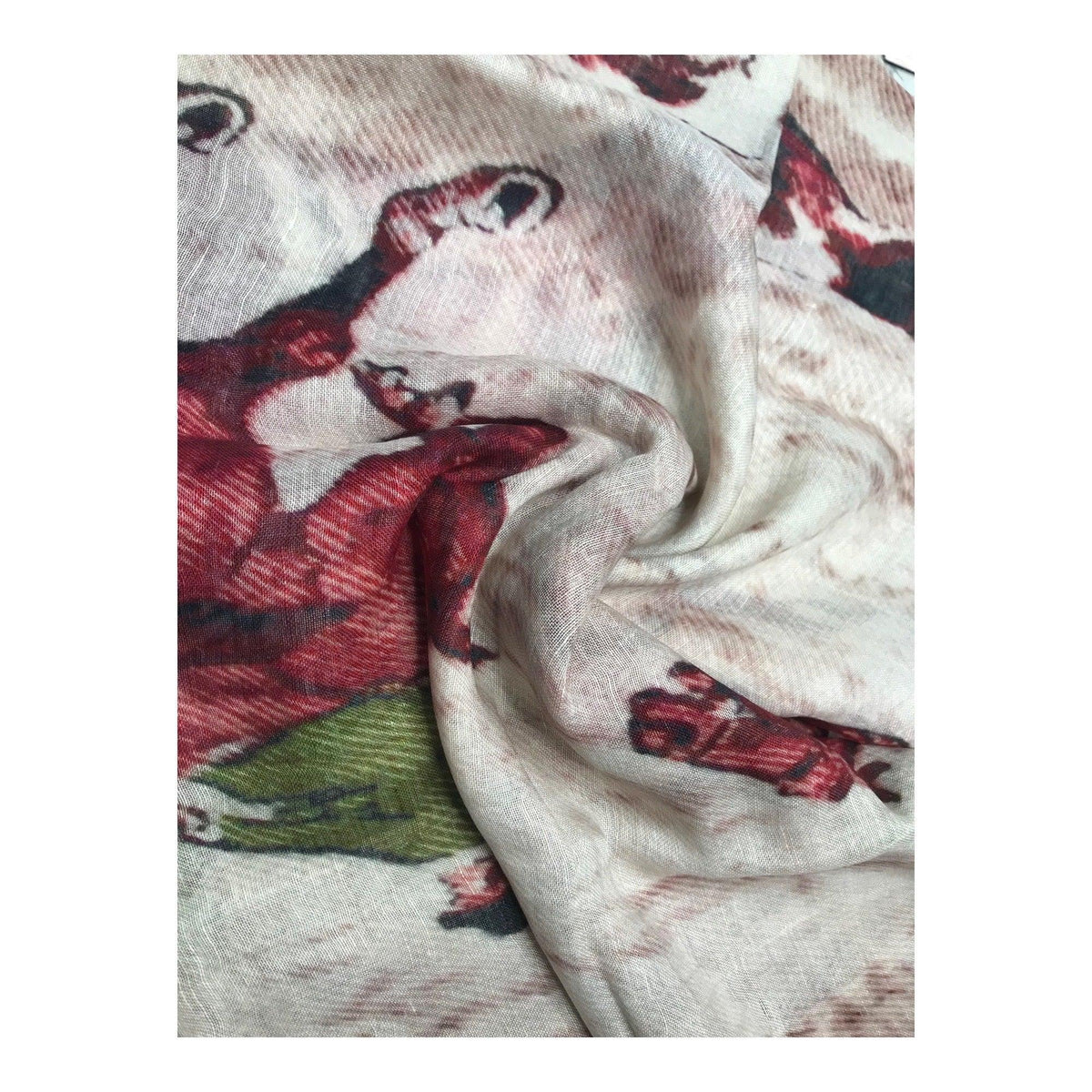 Vintage Horse Polo Print Scarf – Beige & Rust Brown Summer Scarf | The Amritsar Store - The Amritsar Store