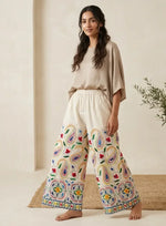 The Amritsar Store White Kora Cotton Embroidered Punjabi Palazzo - The Amritsar Store