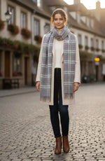 Grey Pink Plaid Wool Scarf – Soft Winter Scarf for Men & Women | The Amritsar Store - The Amritsar Store