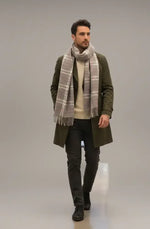 Grey Pink Plaid Wool Scarf – Soft Winter Scarf for Men & Women | The Amritsar Store - The Amritsar Store