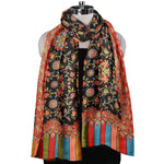 The Amritsar Store Womens Black Extra Fine Wool ,Kalamkari Handcrafted Shawl - The Amritsar Store