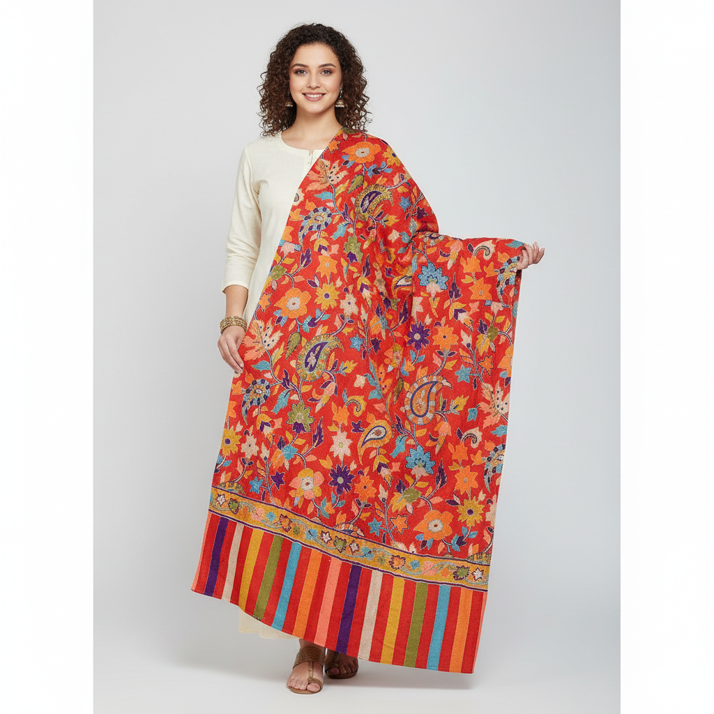 The Amritsar Store Women’s Kalamkari Shawl – Handcrafted traditional art shawl with detailed motifs, showcasing authentic craftsmanship and timeless elegance.