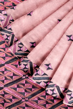 The Amritsar Store Phulkari Saree Hand Embroidered on elegant pink - The Amritsar Store