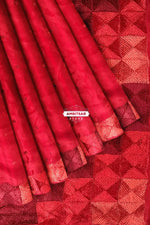 The Amritsar Store Phulkari Saree – Hand Embroidered Red Chinnon Chiffon, Traditional Punjabi Ethnic Attire