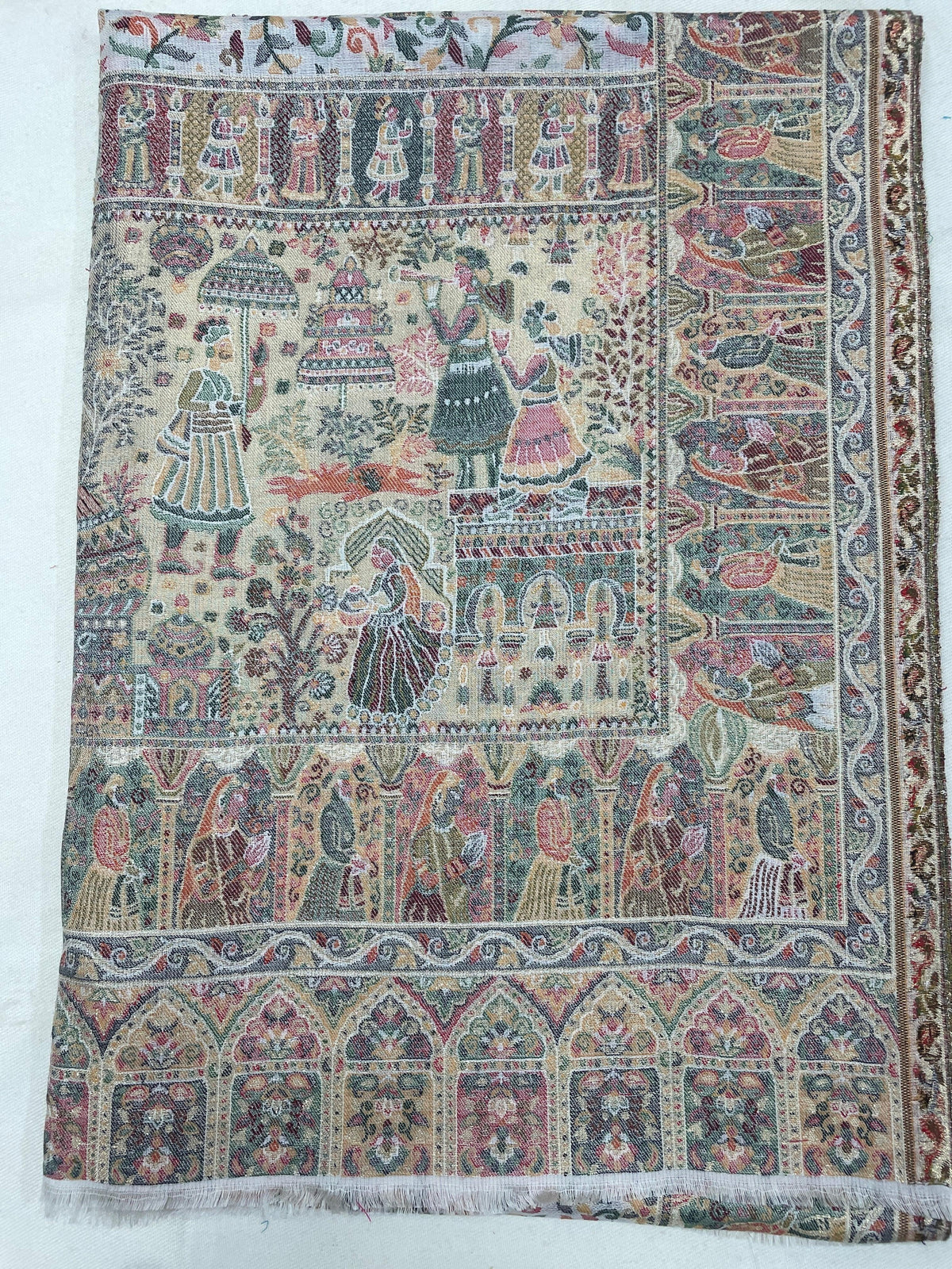 Women's Stole – Royal Heritage Mughal Darbar & Floral Jaal Weave | The Amritsar Store - The Amritsar Store