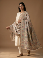 Women's Stole featuring Royal Heritage Mughal Darbar scene with intricate Floral Jaal weave by The Amritsar Store
