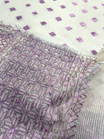 Phulkari Dupatta – Hand Embroidered Off White with Purple Embroidery | The Amritsar Store - The Amritsar Store