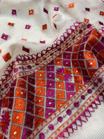 Phulkari Dupatta – Hand Embroidered Off White Dupatta for Women | The Amritsar Store - The Amritsar Store