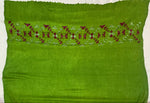 The Amritsar Store Phulkari hand embroidered green shawl with magenta border showcasing traditional Punjabi craftsmanship