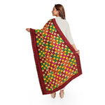 Phulkari Dupatta in Gorgeous Maroon With Multicolour Authentic Hand Embroidery With Tassels & Cut Work 2.25 Mtr x 0.92 Mtr - The Amritsar Store
