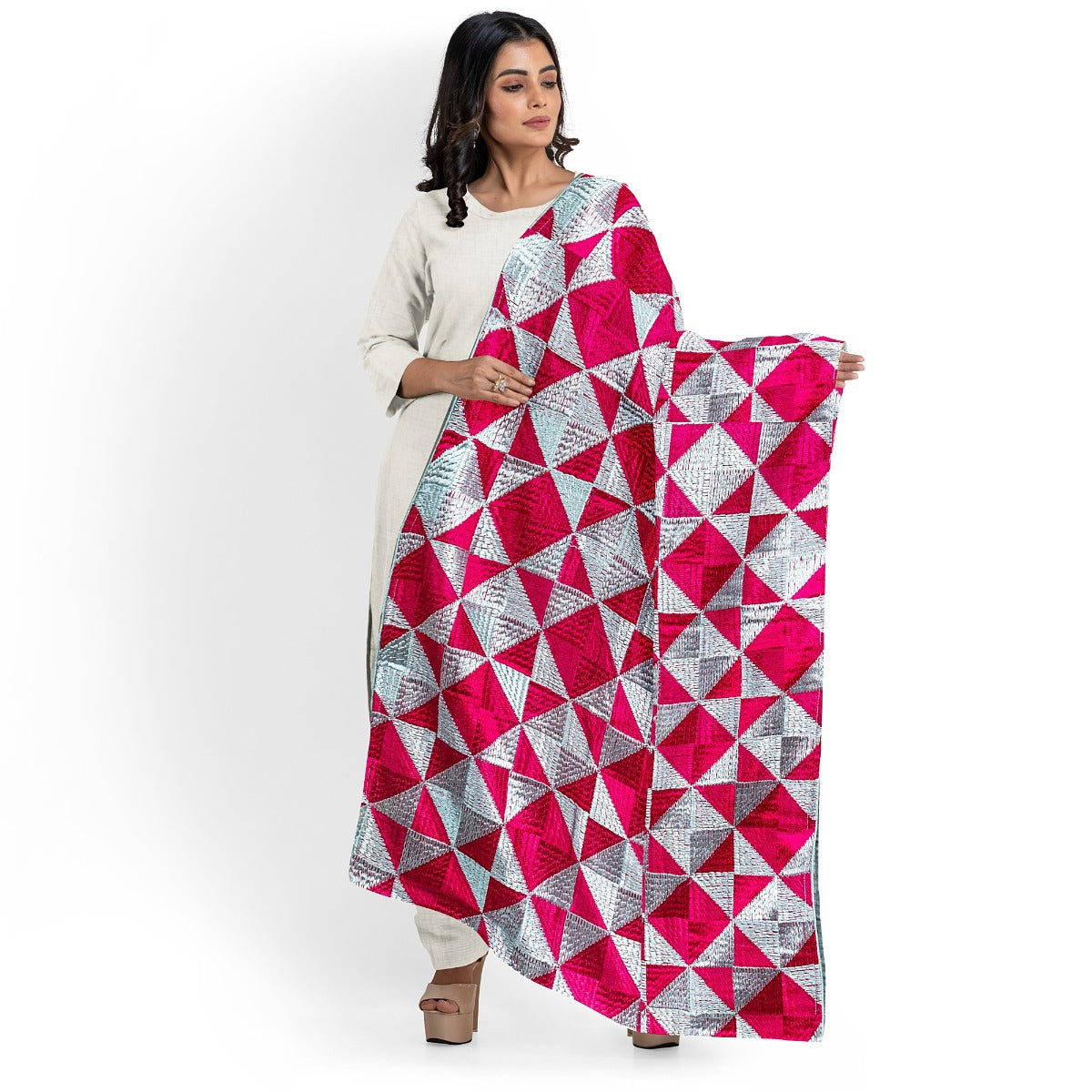 Phulkari Dupatta Bagh Dupatta Traditional Handmade Punjabi Dupatta For Women 2.20 Mtr x 0.92 Mtr - The Amritsar Store