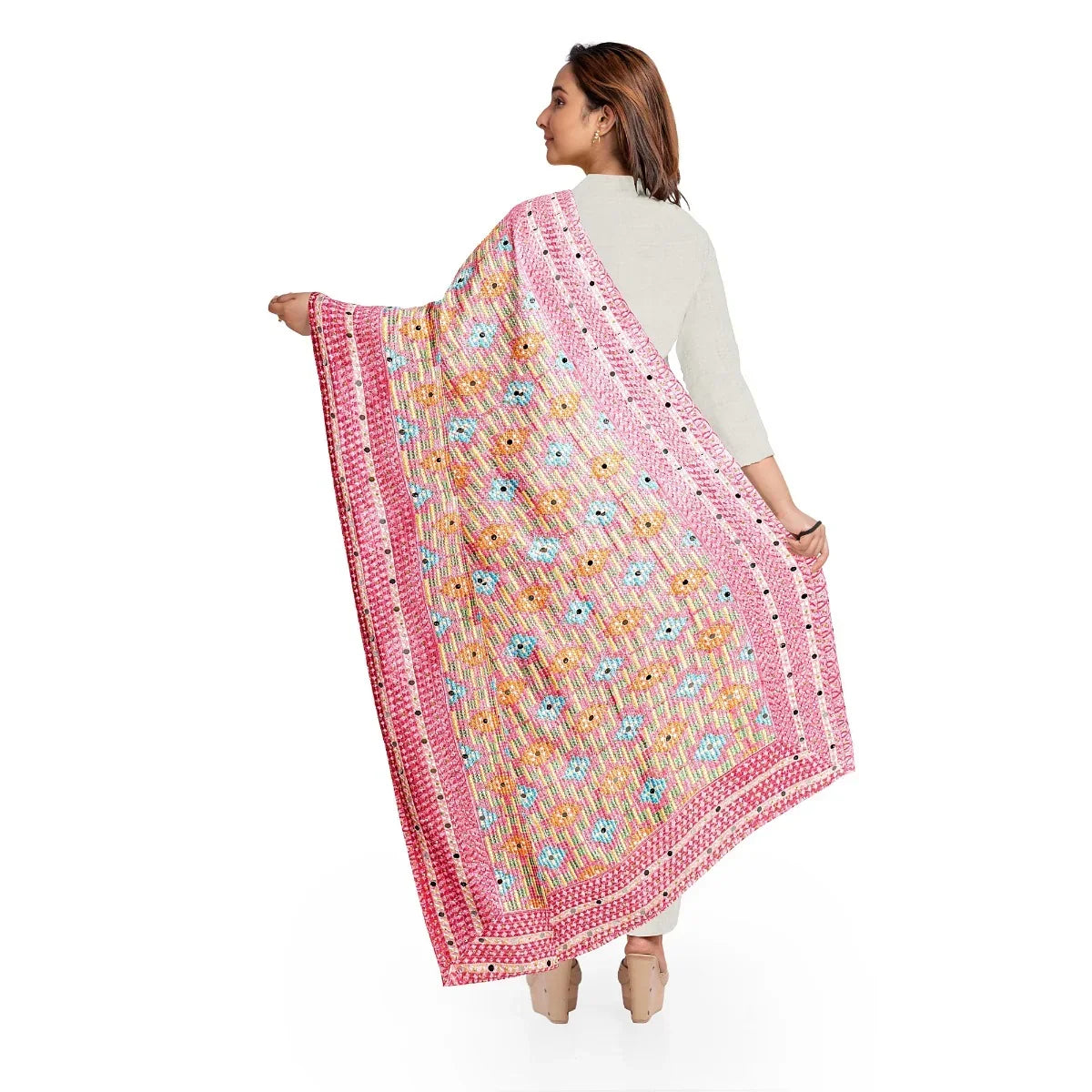 Phulkari Dupatta For Wedding Amritsari Handmade Embroidery Traditional Colorful Dupatta With Tassels Size 2.25 Mtr x 0.95 Mtr - The Amritsar Store