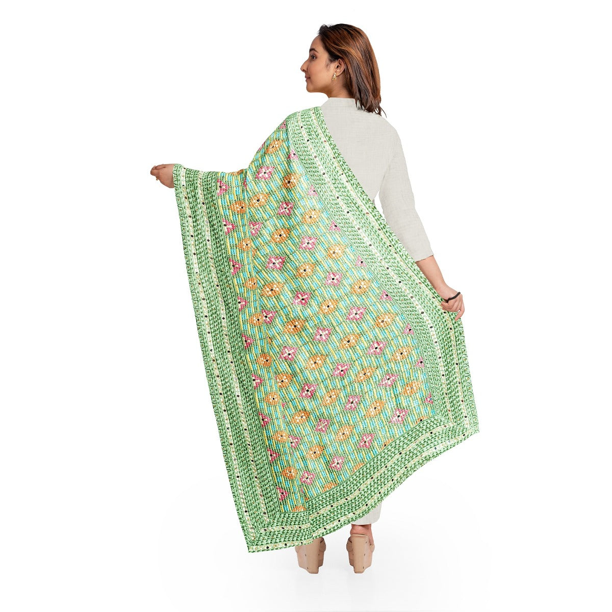 Phulkari Dupatta For Wedding Amritsari Handmade Embroidery Traditional Colorful Dupatta With Tassels Size 2.25 Mtr x 0.95 Mtr - The Amritsar Store