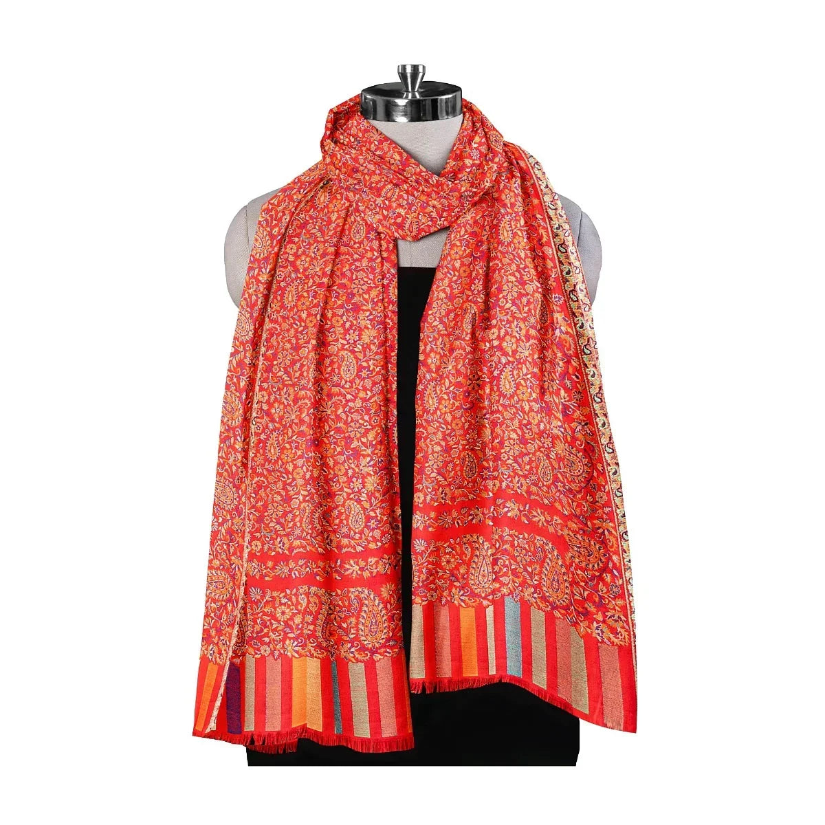 Women's Kani Faux Pashmina Shawl, Woven Jacquard Design With Woven Kashmiri Paisleys Shawl For Women with Size 2.10 x 1.10 mtr Perfect Wedding & Festive Gift - The Amritsar Store