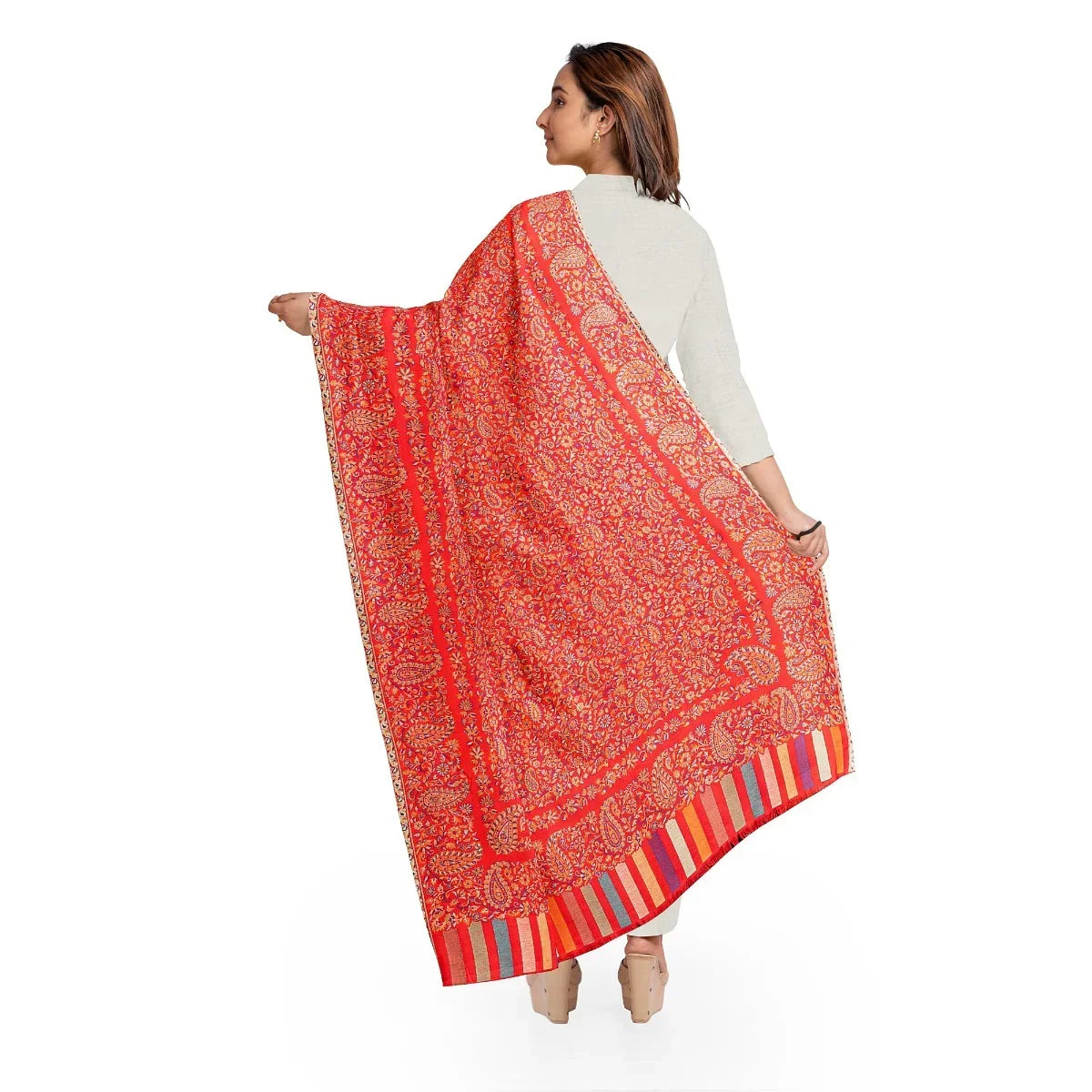 Women's Kani Faux Pashmina Shawl, Woven Jacquard Design With Woven Kashmiri Paisleys Shawl For Women with Size 2.10 x 1.10 mtr Perfect Wedding & Festive Gift - The Amritsar Store