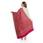 Women's Kani Shawl, Magenta Shawl, Faux Warm Pashmina Women Shawl, Woven Jacquard Design with Woven Kashmiri Paisleys Shawl For Women With Size 2.05 x 1.05 - The Amritsar Store