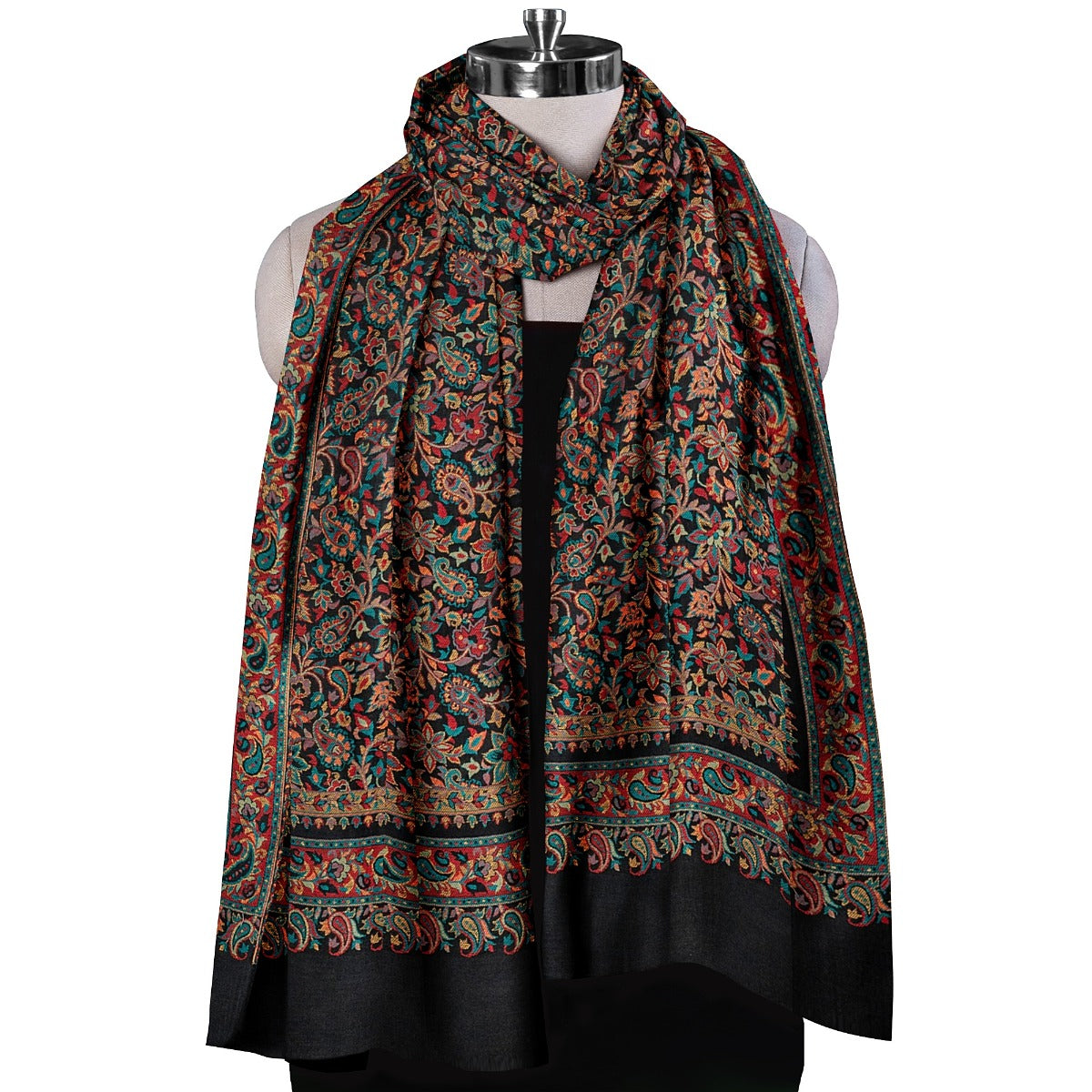Women's Kani Shawl, Magenta Shawl, Faux Warm Pashmina Women Shawl, Woven Jacquard Design with Woven Kashmiri Paisleys Shawl For Women With Size 2.05 x 1.05 - The Amritsar Store