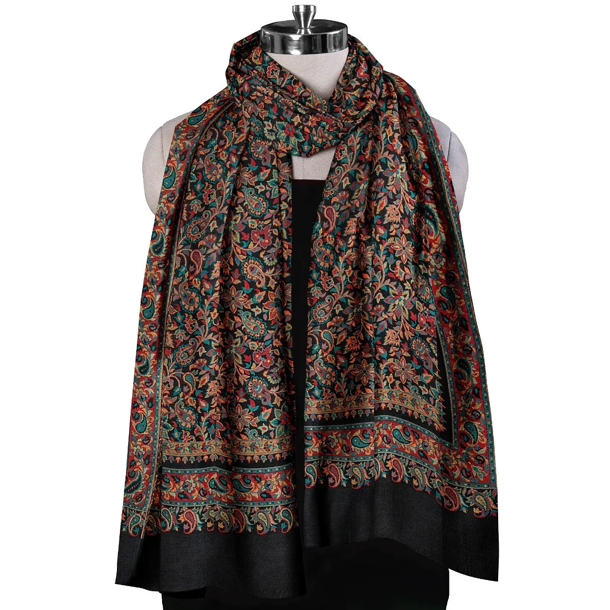 Women's Kani Shawl, Magenta Shawl, Faux Warm Pashmina Women Shawl, Woven Jacquard Design with Woven Kashmiri Paisleys Shawl For Women With Size 2.05 x 1.05 - The Amritsar Store