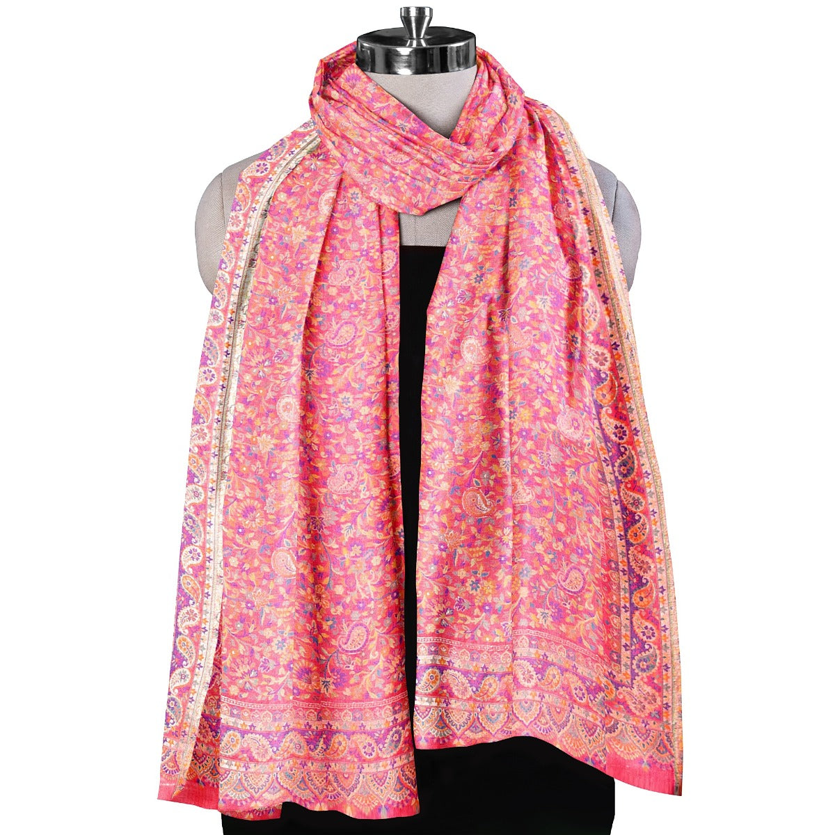 Womens Kani Zari Shawl, Mustard, Kashmiri Paisley Shawl for Women Bamboo Silk Blended Large Wrap Full Size, Traditional Weave, Soft and Warm, Perfect Gift For Loved Ones - The Amritsar Store