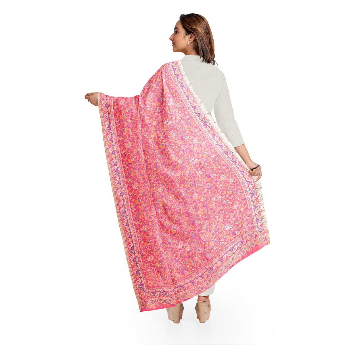 Womens Kani Zari Shawl, Mustard, Kashmiri Paisley Shawl for Women Bamboo Silk Blended Large Wrap Full Size, Traditional Weave, Soft and Warm, Perfect Gift For Loved Ones - The Amritsar Store