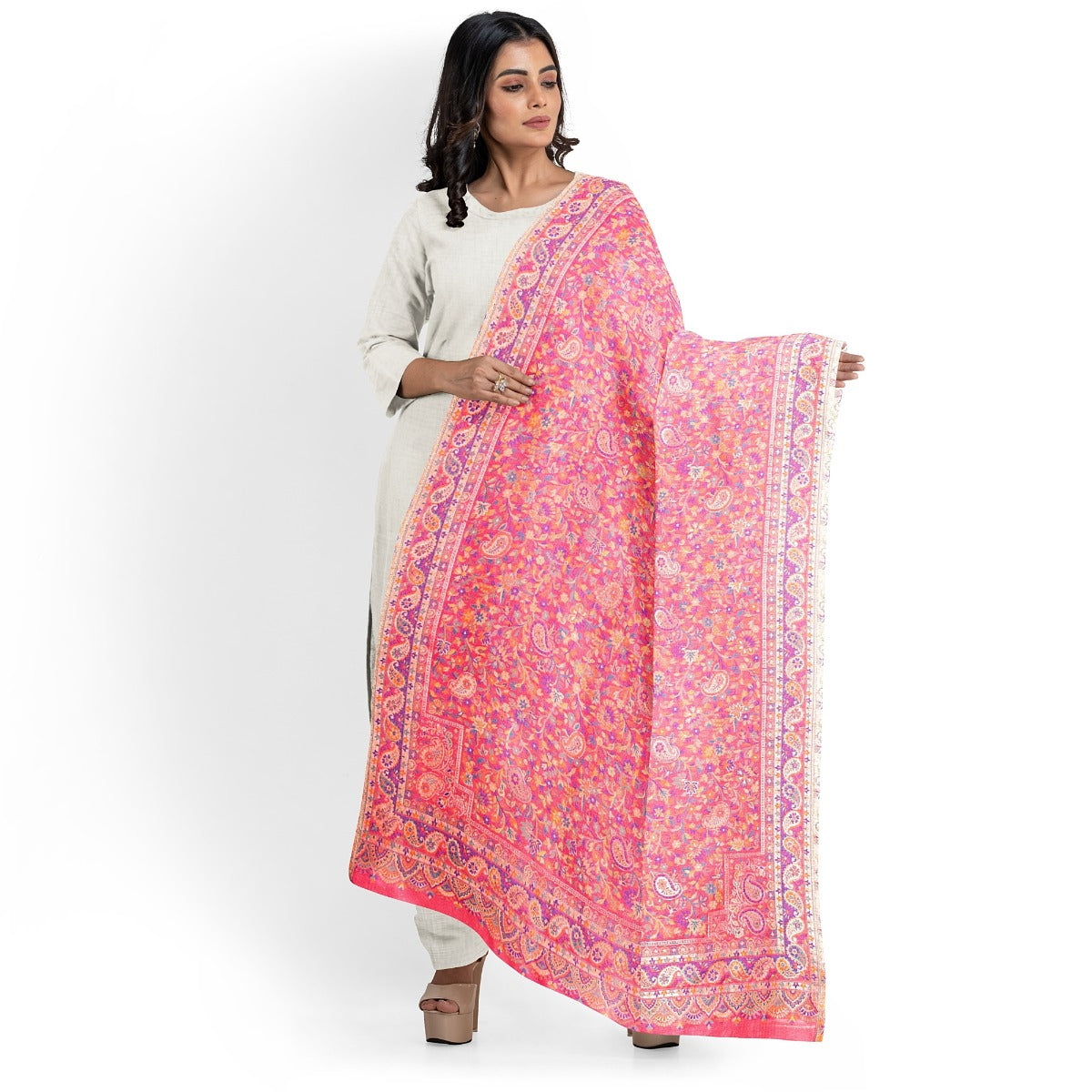 Womens Kani Zari Shawl, Mustard, Kashmiri Paisley Shawl for Women Bamboo Silk Blended Large Wrap Full Size, Traditional Weave, Soft and Warm, Perfect Gift For Loved Ones - The Amritsar Store