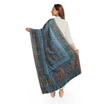 Womens Kani Zari Stole, Navy Blue, Kashmiri Paisley Stole for Women Bamboo Silk Blended, Traditional Weave, Soft and Warm, Perfect Gift For Loved Ones - The Amritsar Store