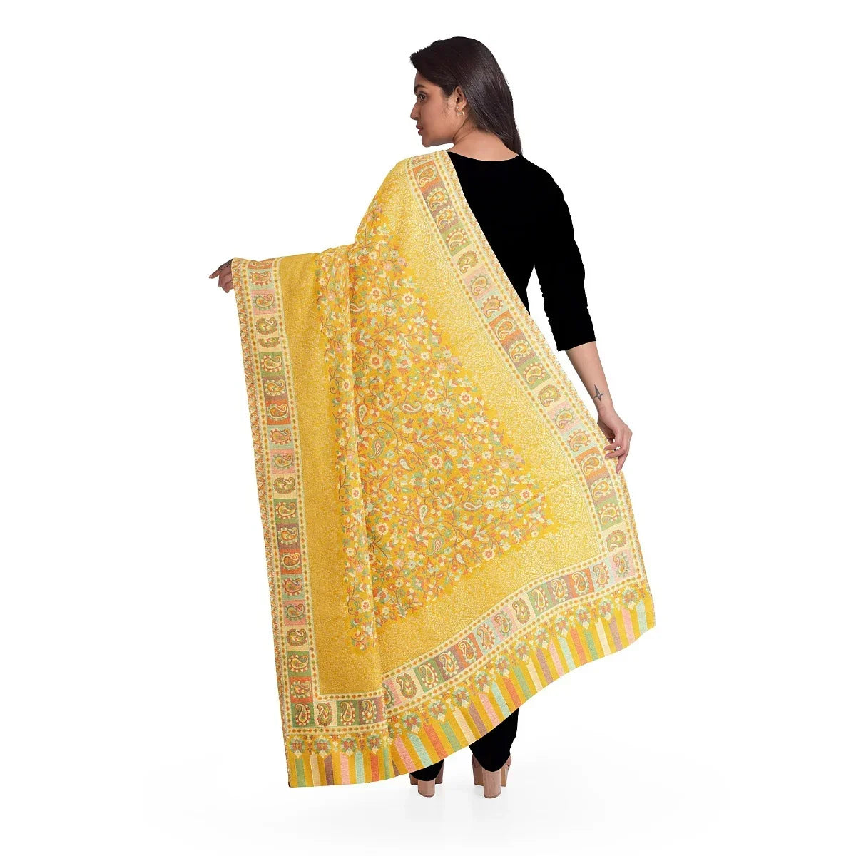The Amritsar Store Womens Kani Zari Stole with Traditional Charm - The Amritsar Store