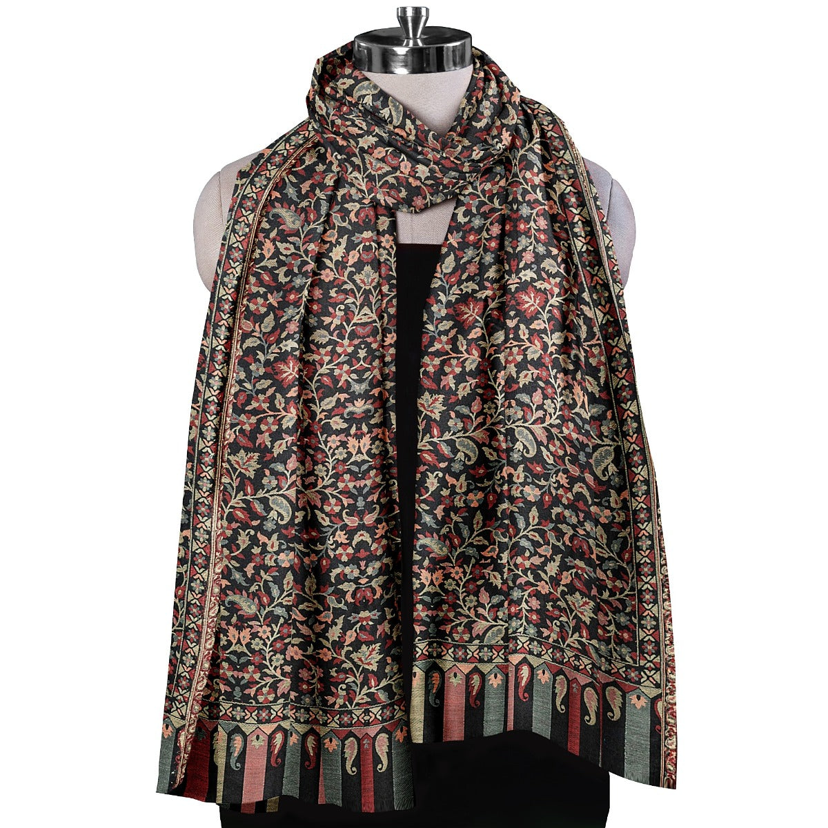 Mens Wool Shawl, Kashmiri Kani Fine Wool Shawl, Soft and Warm With Kashmiri Paisleys, Large Wrap Shawl, Light Weight 2.50 Mtr x 1.30 Mtr, Perfect Gift For Your Loved Ones. - The Amritsar Store