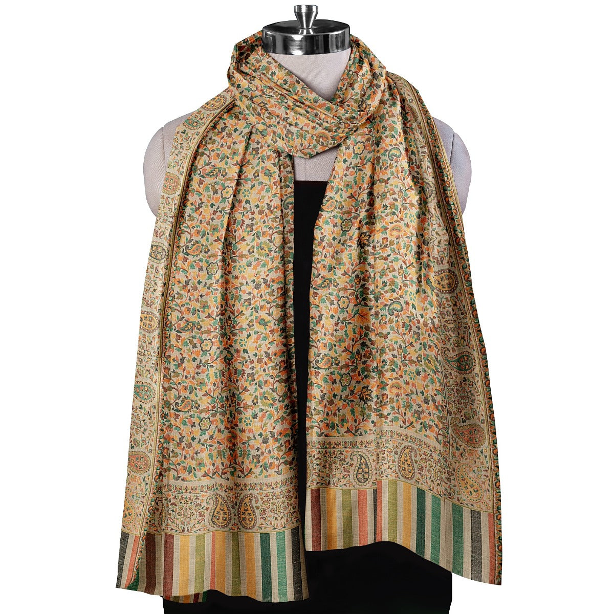 Mens Hand-Woven Kani Jamawar Shawl, Kashmiri Kani Fine Wool Shawl, Soft & Warm Shawl for Men, Kashmiri Paisley Woven Jacquard Size 2.65 x 1.35, Perfect Gift For Your Loved One's - The Amritsar Store