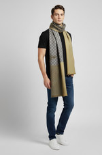 "Two-Tone Reversible Scarf with Houndstooth and Double-G Pattern, Unisex Fashion Accessory by The Amritsar Store"