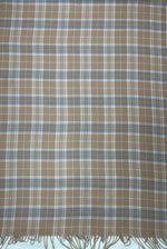 "Classic Brown and Blue Checkered Shawl with Fringe Details, Soft Winter Wrap for Men and Women by The Amritsar Store"