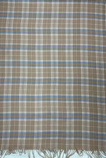 Brown Blue Checkered Wool Shawl – Soft Winter Scarf for Men & Women | The Amritsar Store - The Amritsar Store