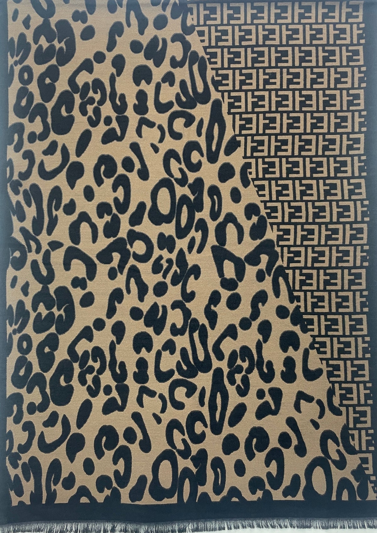 "Reversible Leopard Print and Fendi-Inspired Scarf, Stylish Unisex Fashion Wrap by The Amritsar Store"